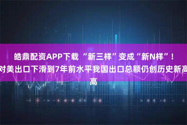 皓鼎配资APP下载 “新三样”变成“新N样”！对美出口下滑到7年前水平我国出口总额仍创历史新高